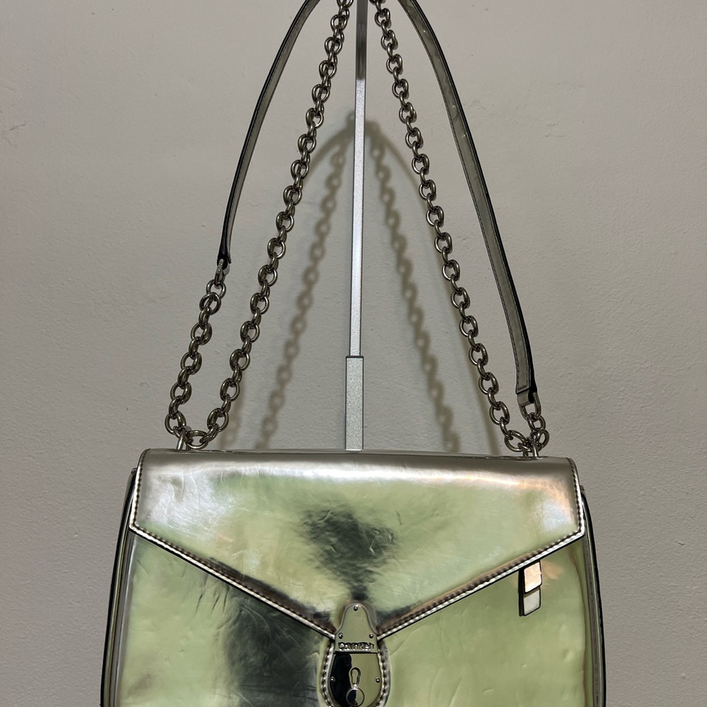 Calvin Klein Silver Shoulder Bag with Chain Strap